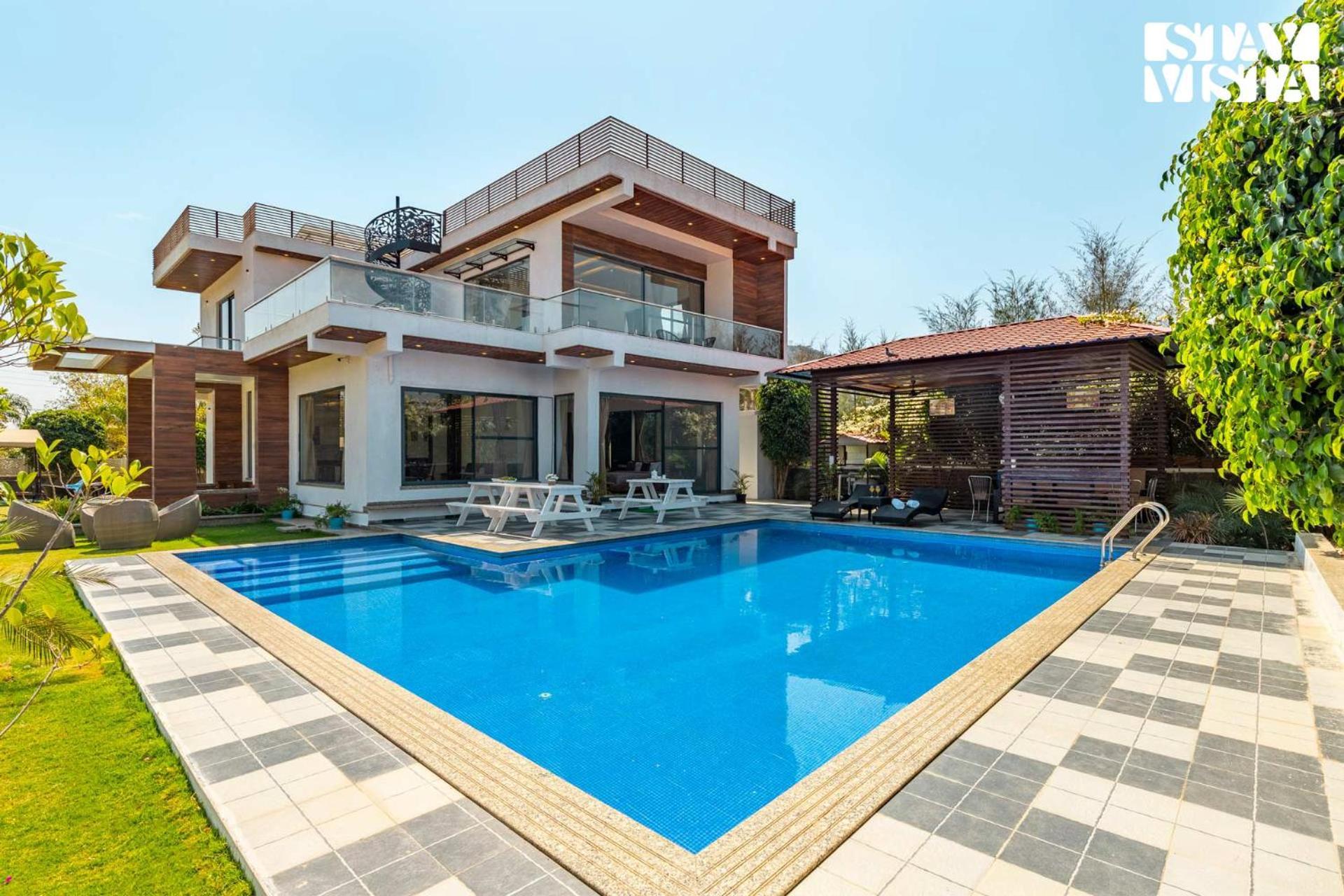 Stayvista'S Bella Dream - Mountain-View With Outdoor Pool, Lawn Featuring A Gazebo & Indoor Games Удайпур Екстер'єр фото
