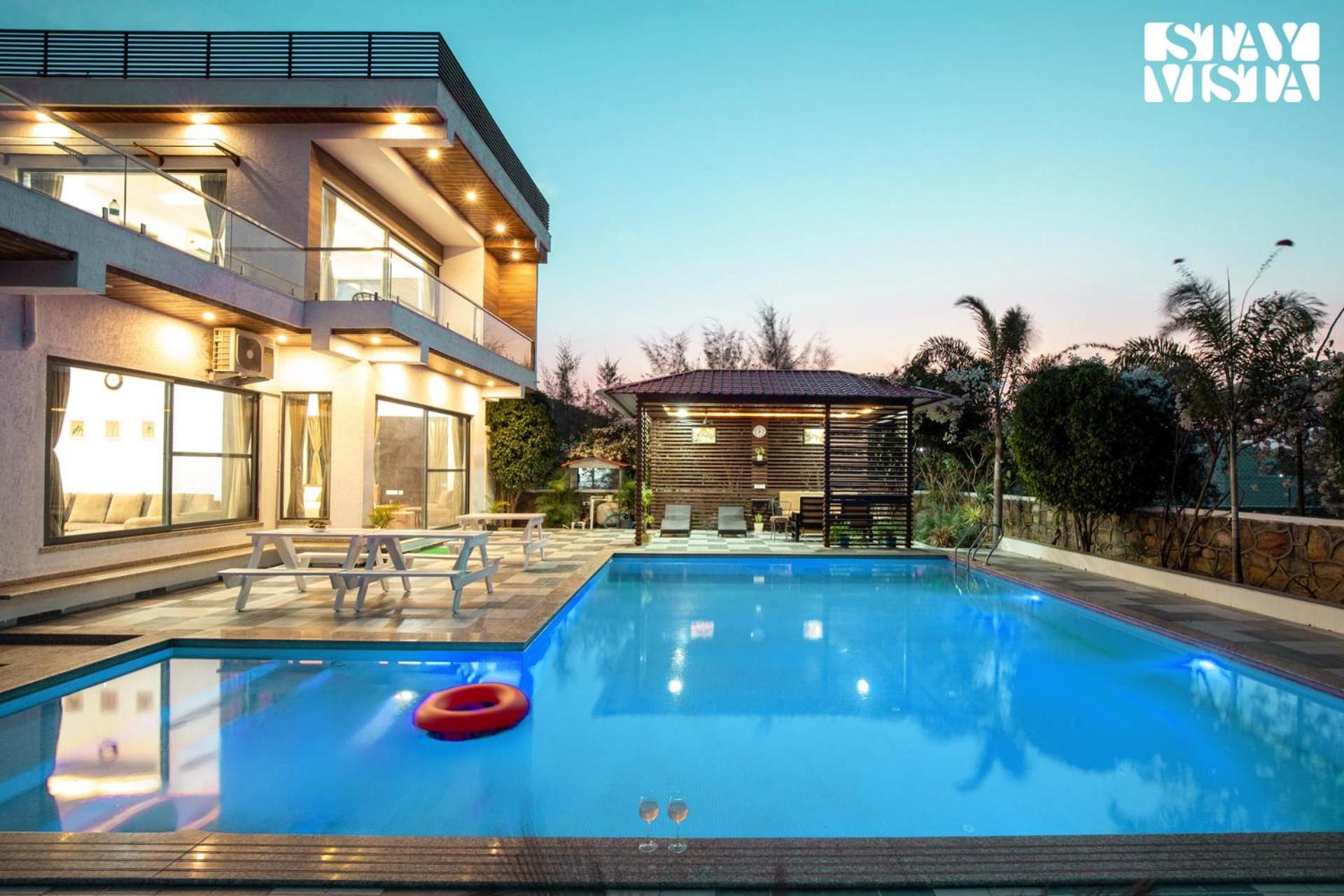 Stayvista'S Bella Dream - Mountain-View With Outdoor Pool, Lawn Featuring A Gazebo & Indoor Games Удайпур Екстер'єр фото
